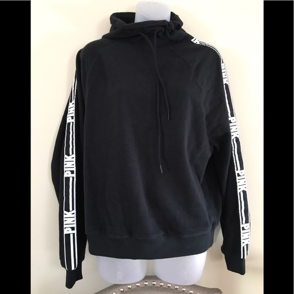 PINK Victoria's Secret Sweaters - NWT VS Pink LOGO Cowl Neck Black Sweatshirt S
